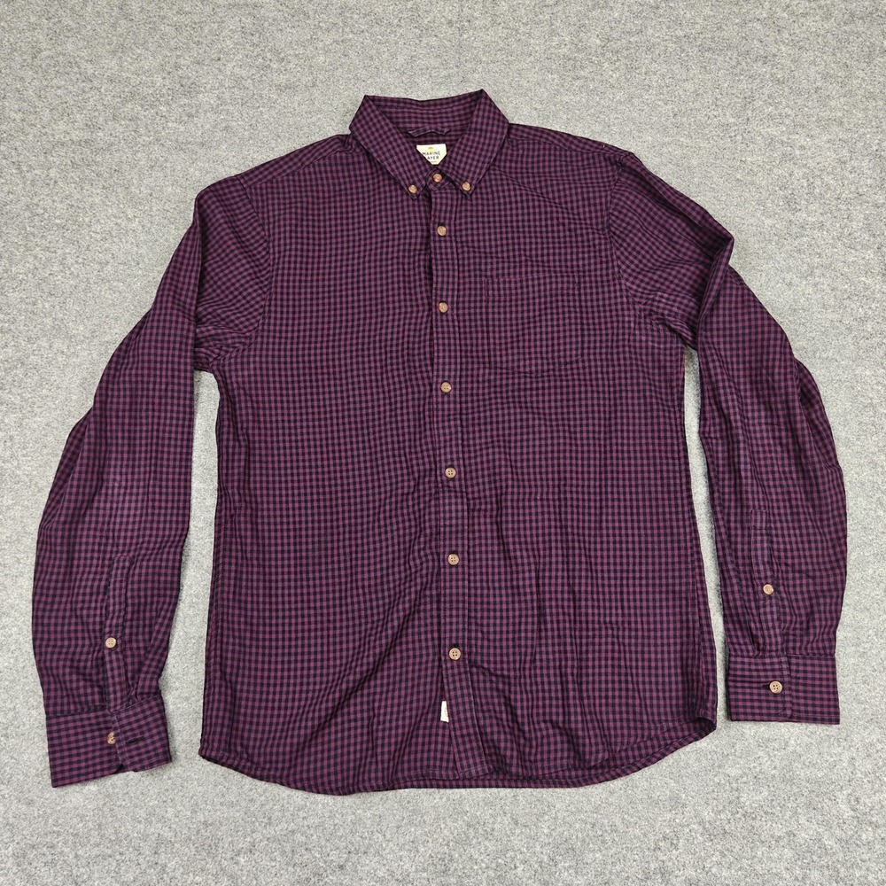 Marine Layer Flannel Shirt Mens Medium Red Black Check Cotton Long Sleeve Button